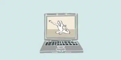 laptop montrant une posture de yoga